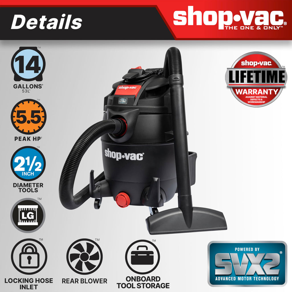 14-Gallon 5.5 Peak HP Wet/Dry Vac with Blower J39510