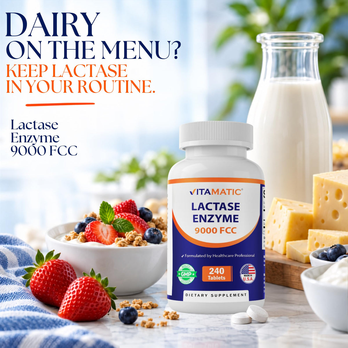 Lactase Enzyme 9000 FCC 240 Tablets C898218