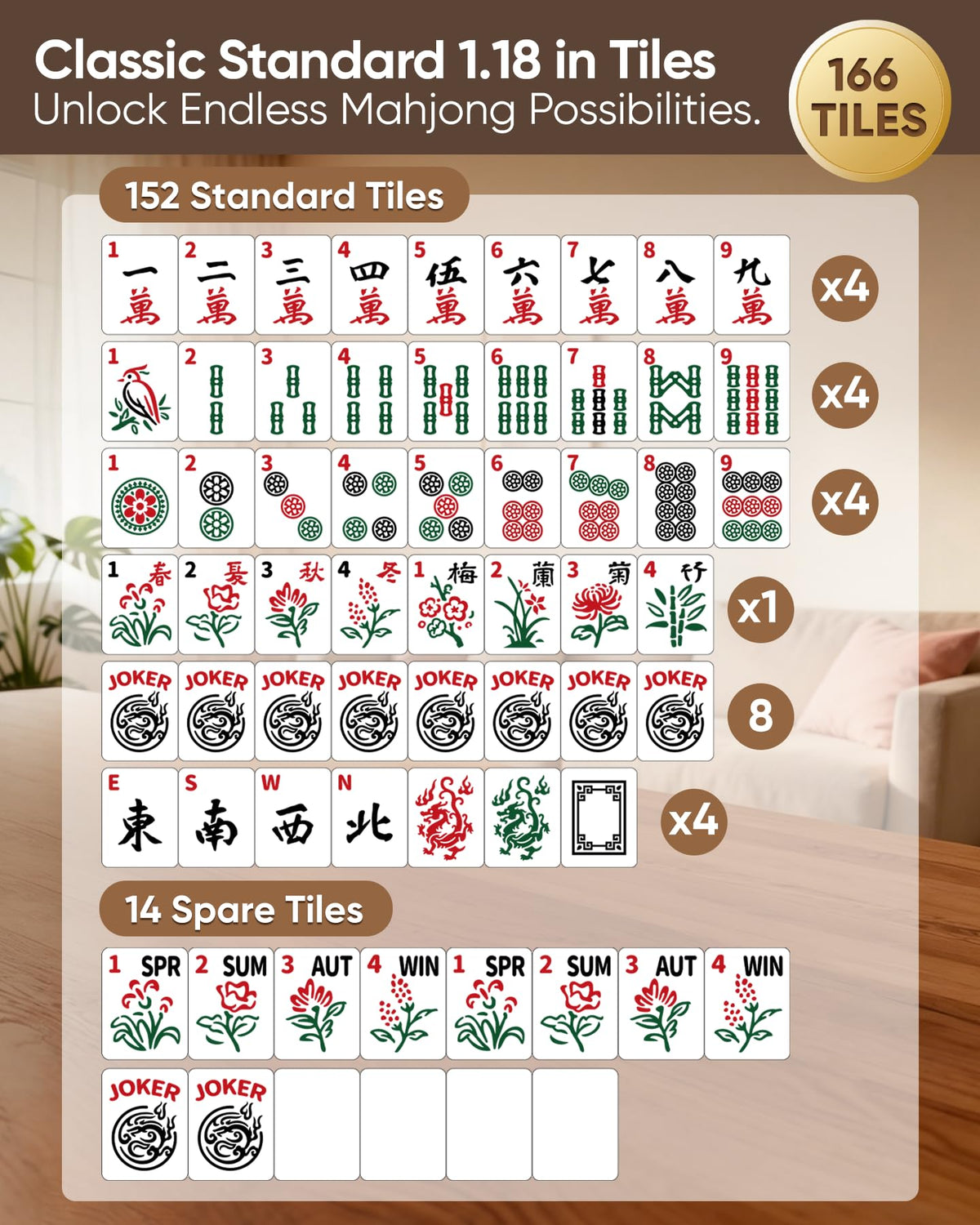 American Mahjong Tile Set with Game Accessories Q8426