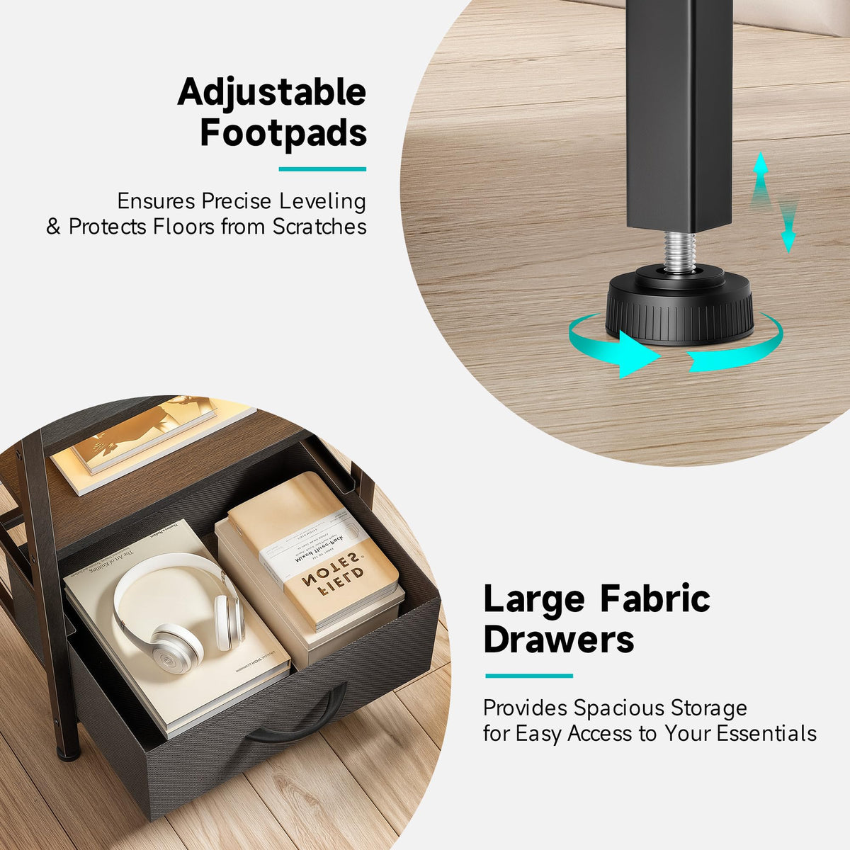 Black 3 Drawer Nightstand with Charging Station H48353