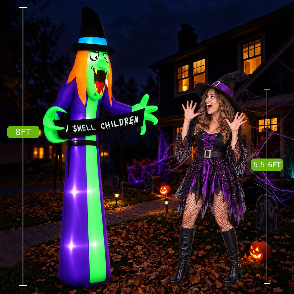 8FT LED Inflatable Witch Yard Decor N9280