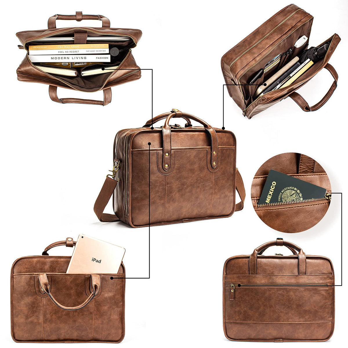 Leather 15.6 Inch Laptop Messenger Bag M52011