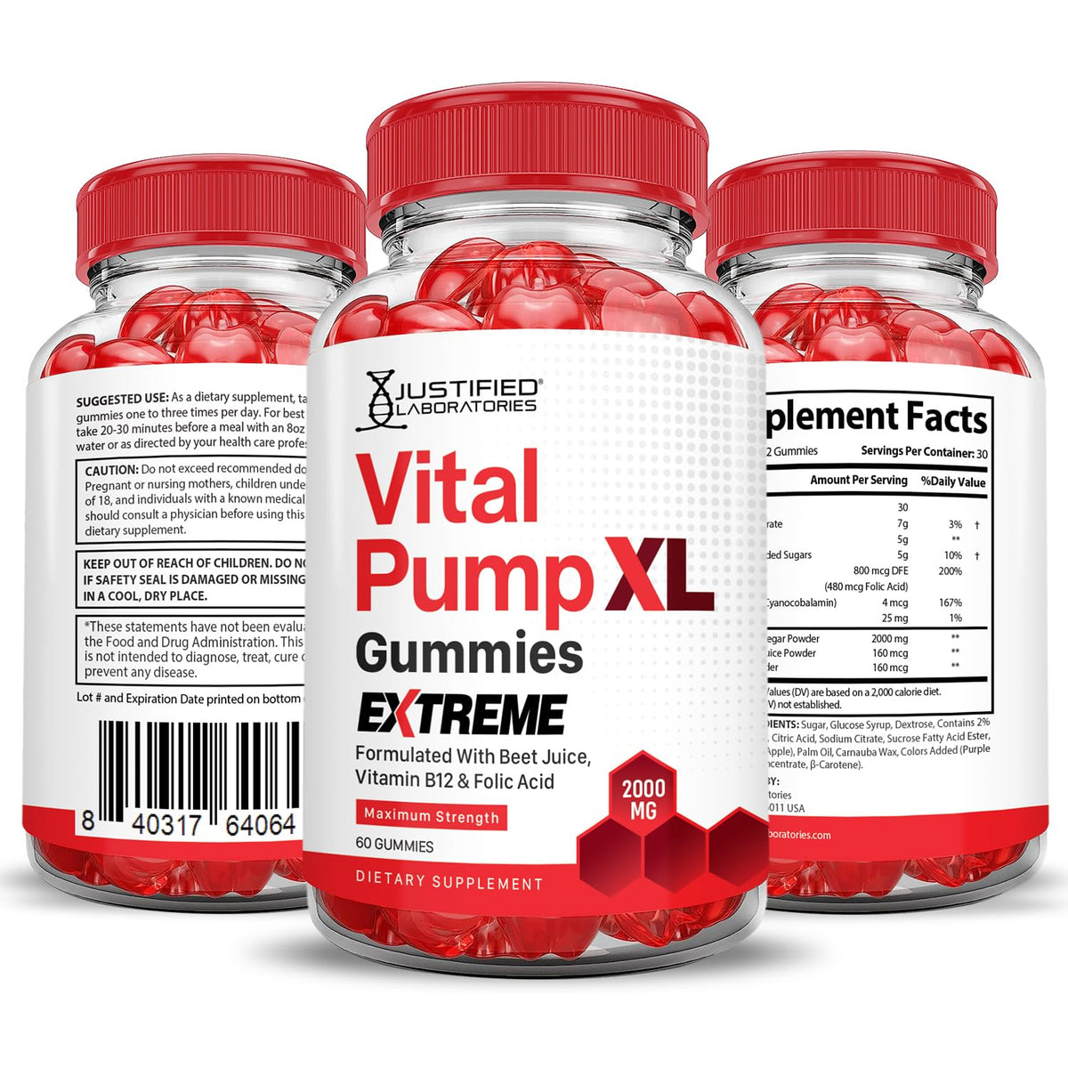 2000MG Beet Juice Pomegranate B12 Vegan Gummies P53067