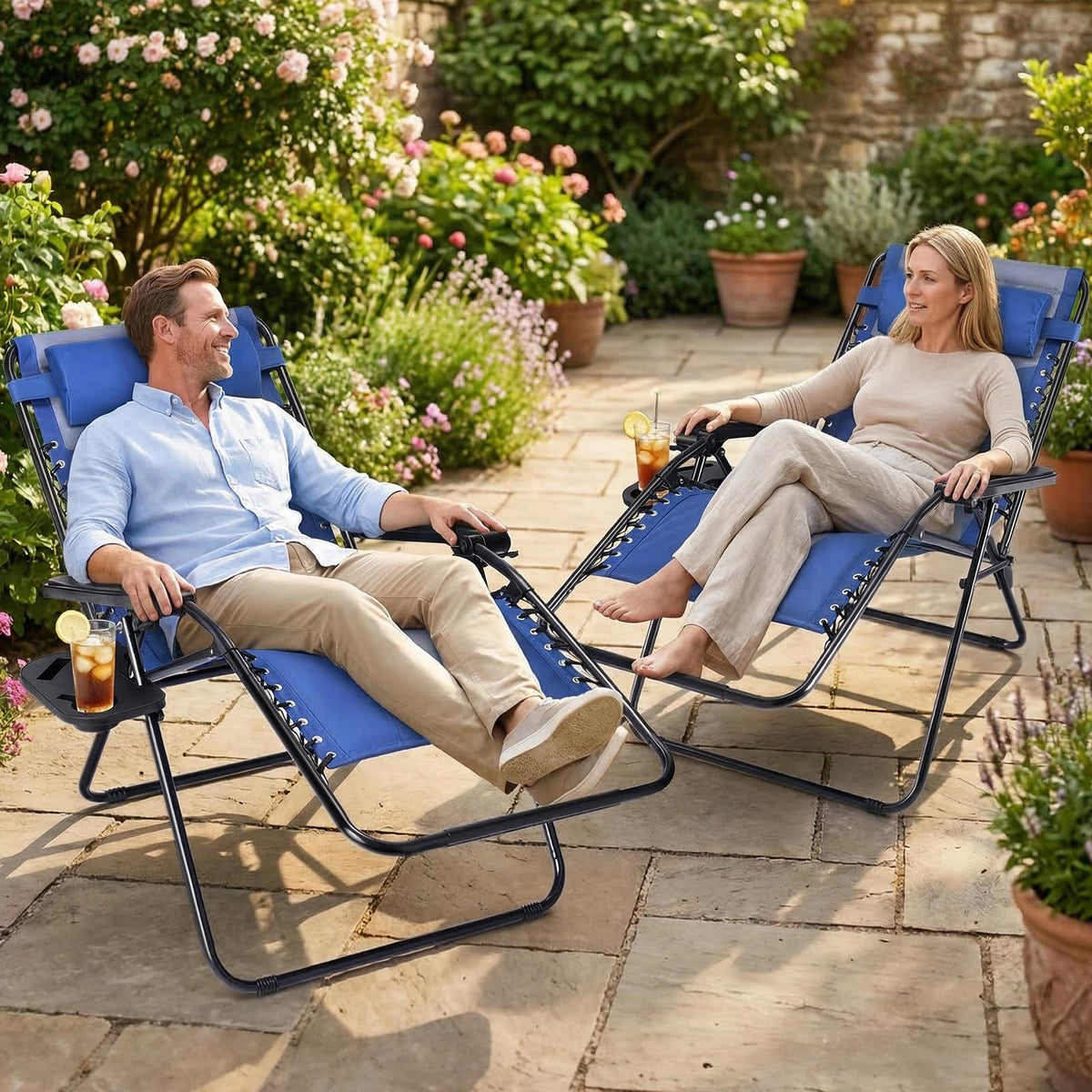 Oversized Padded Zero Gravity Lounge Chairs Set of 2 F637814