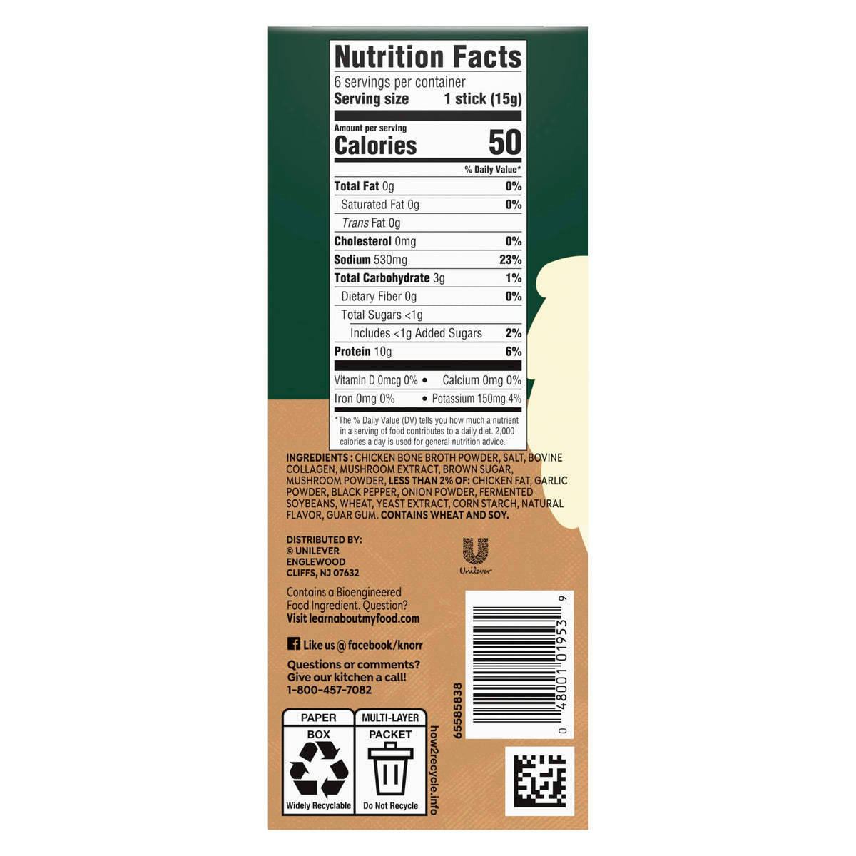 Mushroom Chicken Bone Broth 6 Count Powder Mix Packets G8213