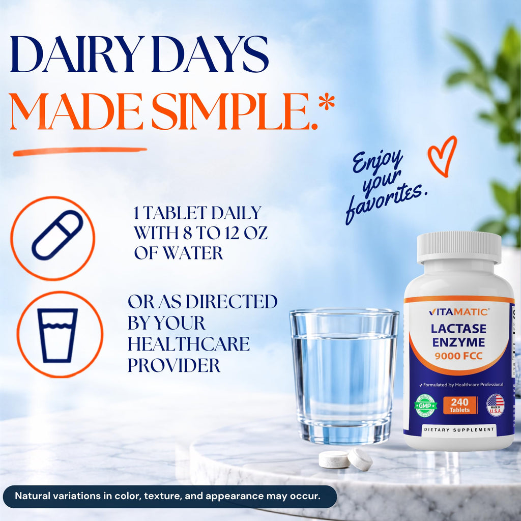 Lactase Enzyme 9000 FCC 240 Tablets C898218