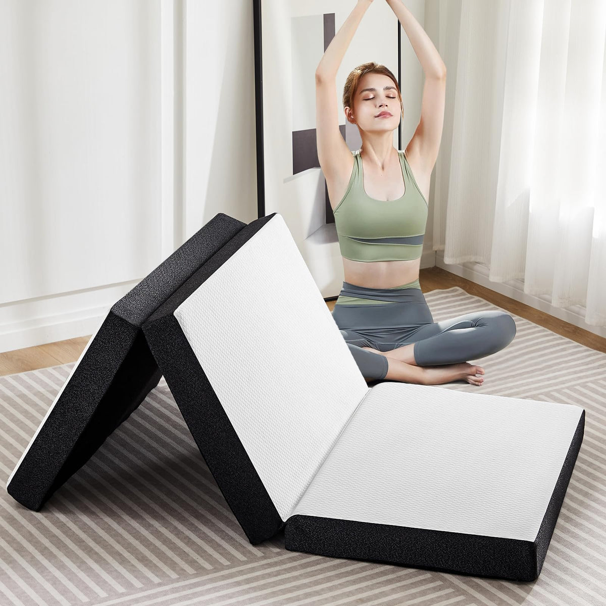 Twin Memory Foam 3 inch Folding Topper with Washable Cover Z988188