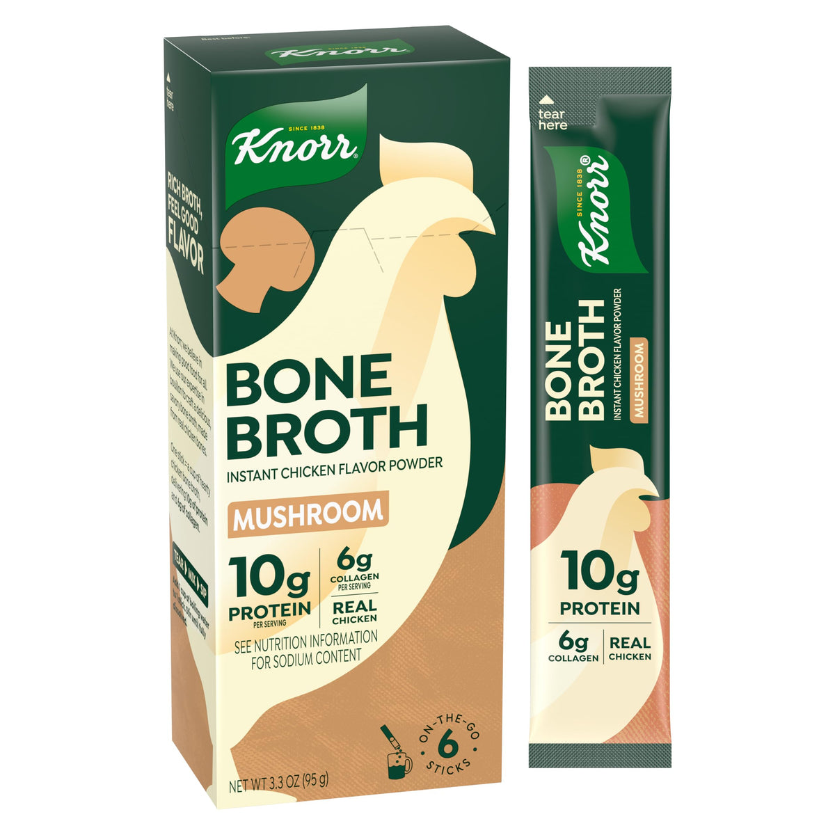 Mushroom Chicken Bone Broth 6 Count Powder Mix Packets G8213