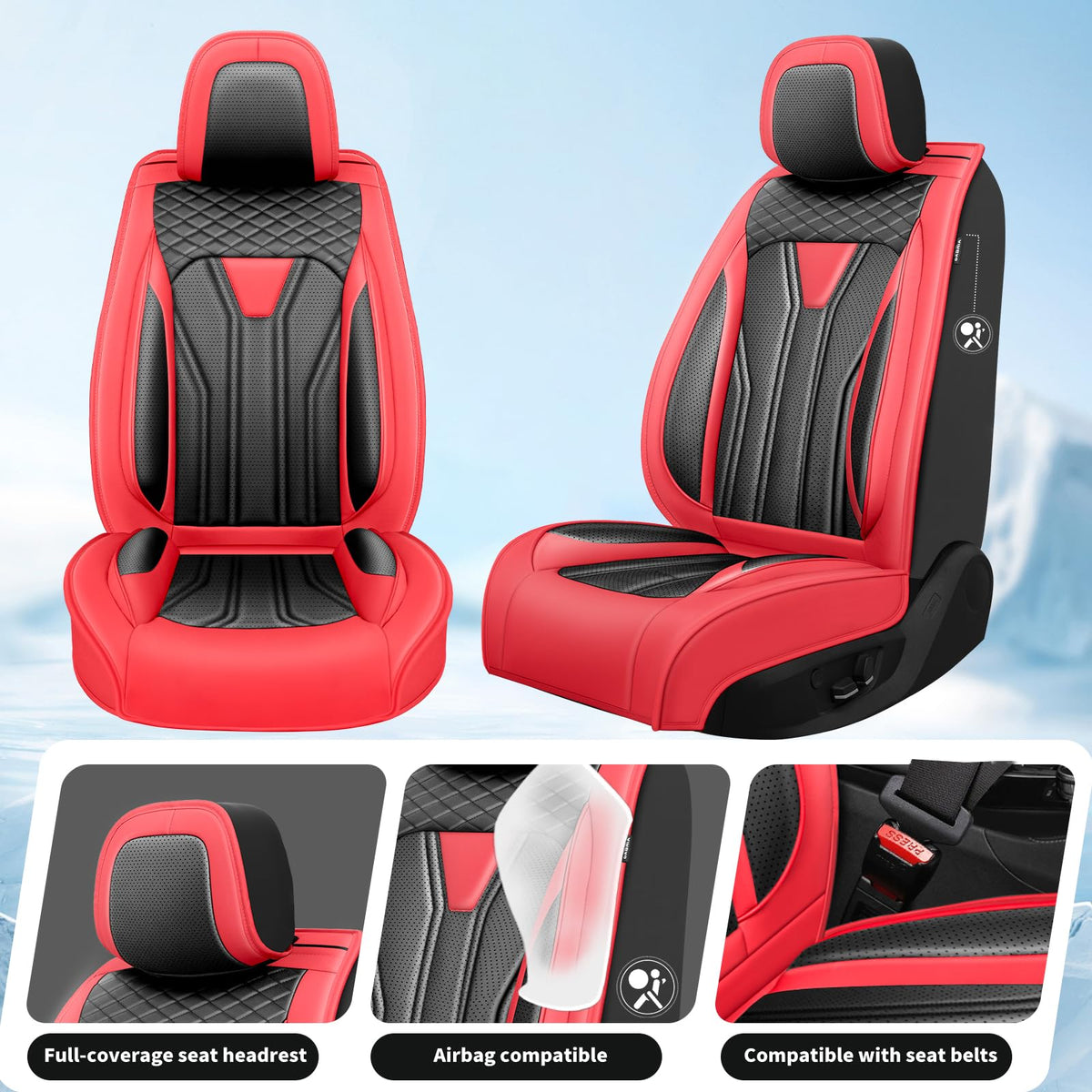 Red & Black Car Seat Covers Q244