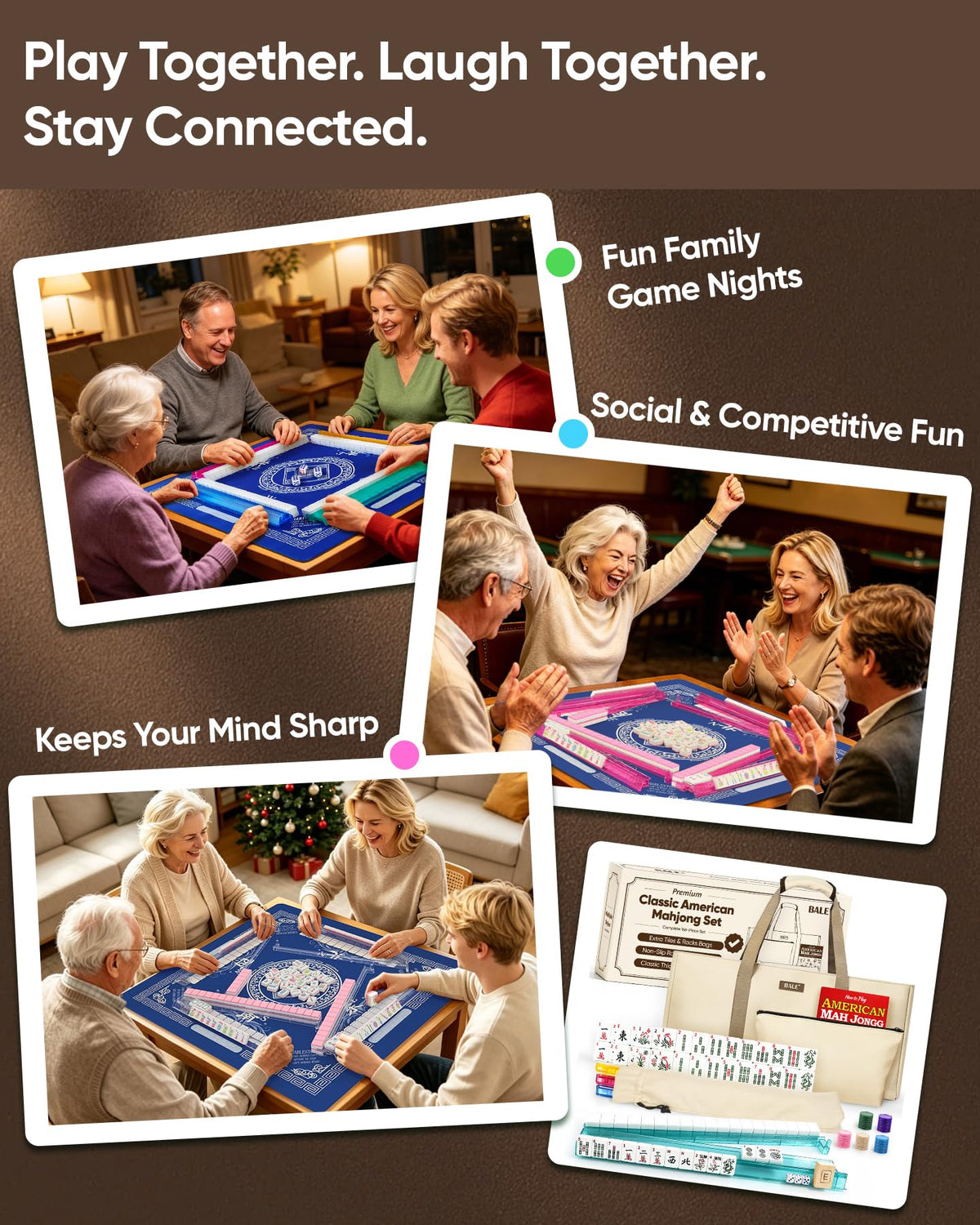 American Mahjong Tile Set with Game Accessories Q8426