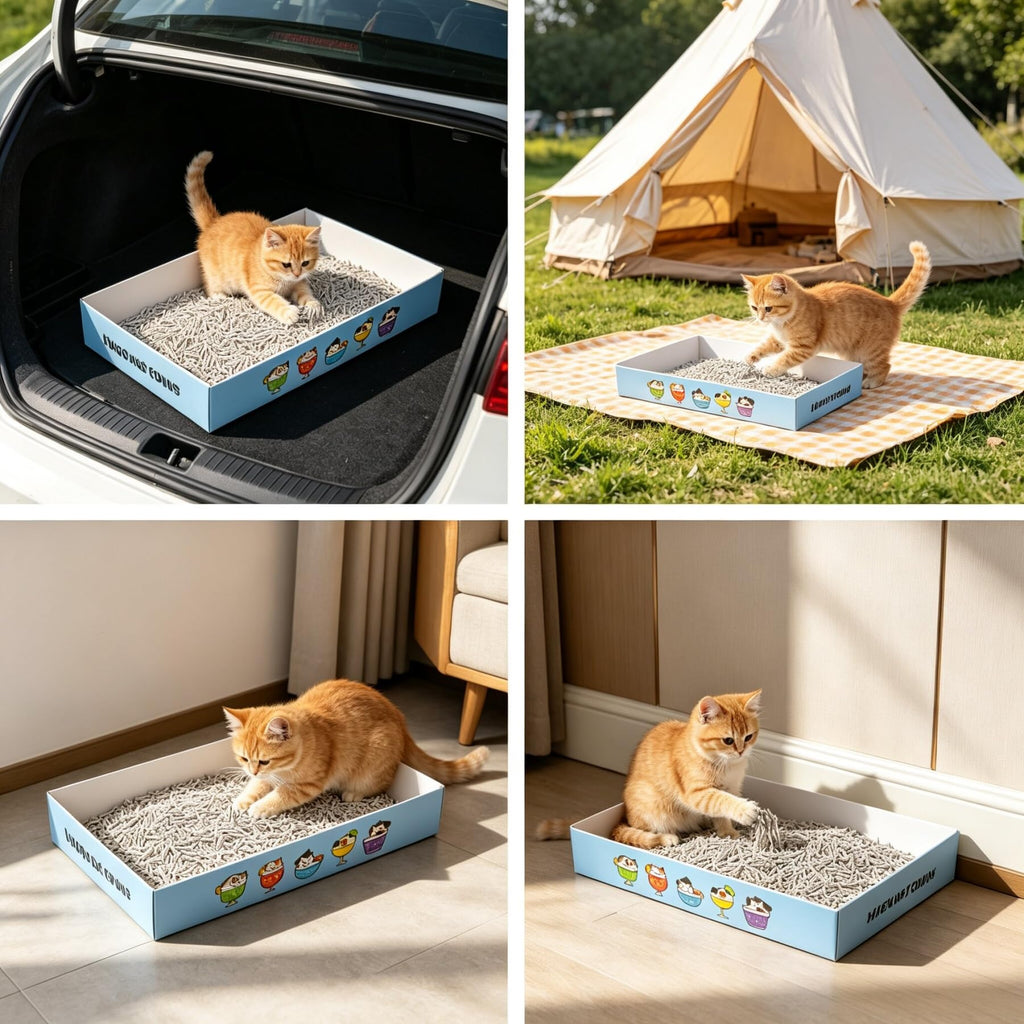 32 Pack Disposable Cat Litter Box with 6 Scoops O5586
