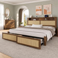 Queen Size Rattan Bed Frame with 2 Storage Drawers U124162