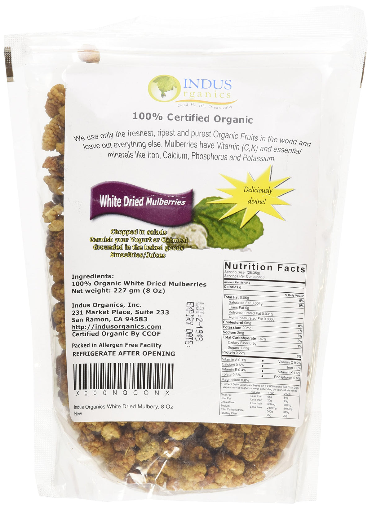 Organic Dried Mulberries 8 Oz J971