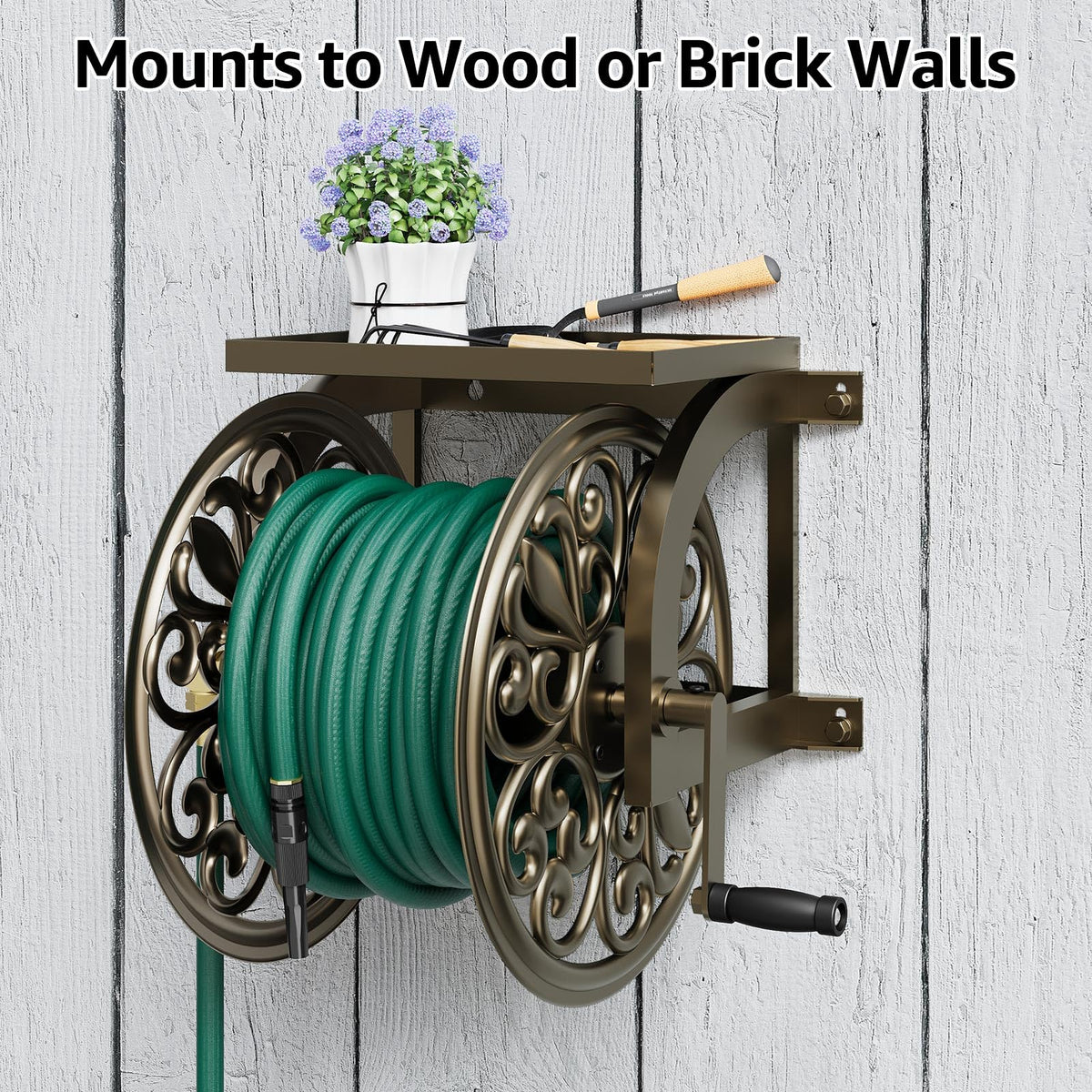 Wall Mount Garden Hose Reel, Holds 200-Feet of 5/8-Inch Hose P685166
