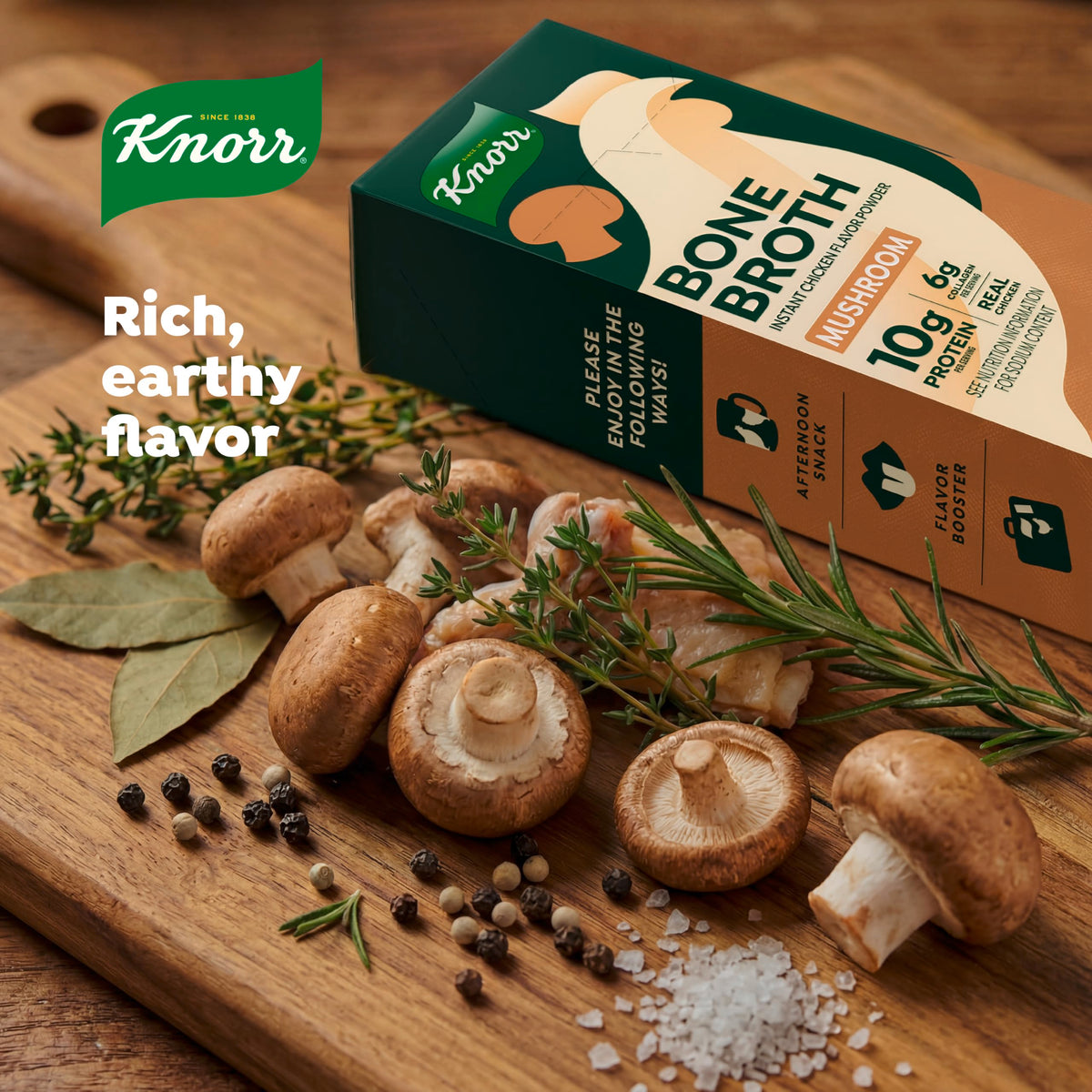 Mushroom Chicken Bone Broth 6 Count Powder Mix Packets G8213