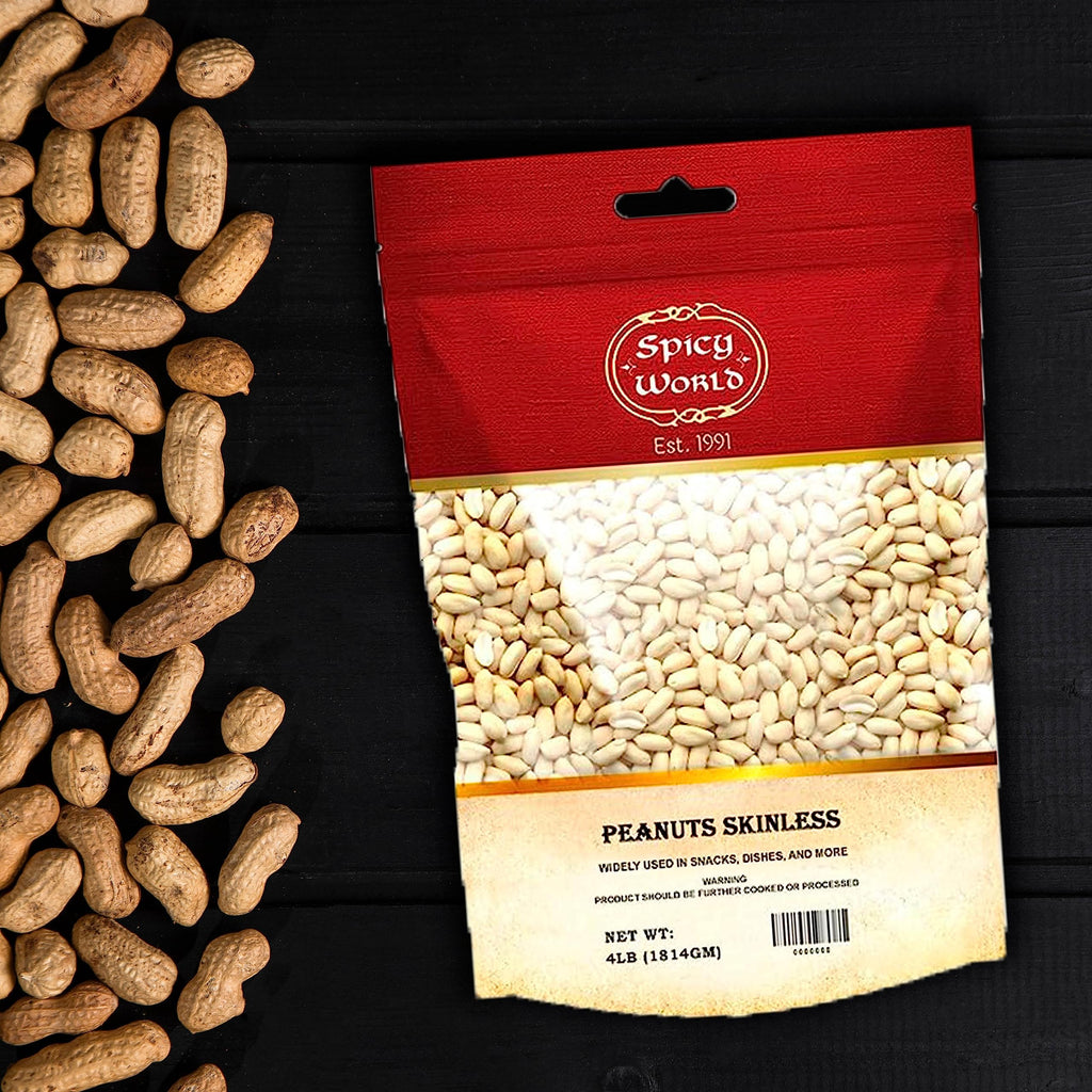 Blanched Raw Unsalted Skinless Peanuts 4 Pound E344888