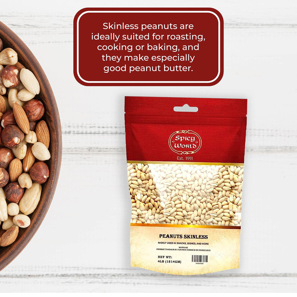 Blanched Raw Unsalted Skinless Peanuts 4 Pound E344888